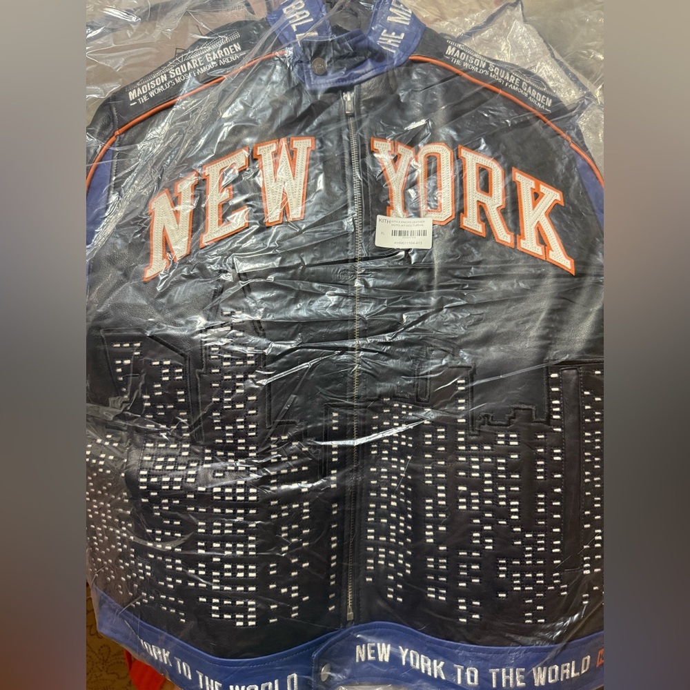 Kith for the New York Knicks Leather Moto Jacket Nocturnal City Skyline Size XL - Picture 9 of 11